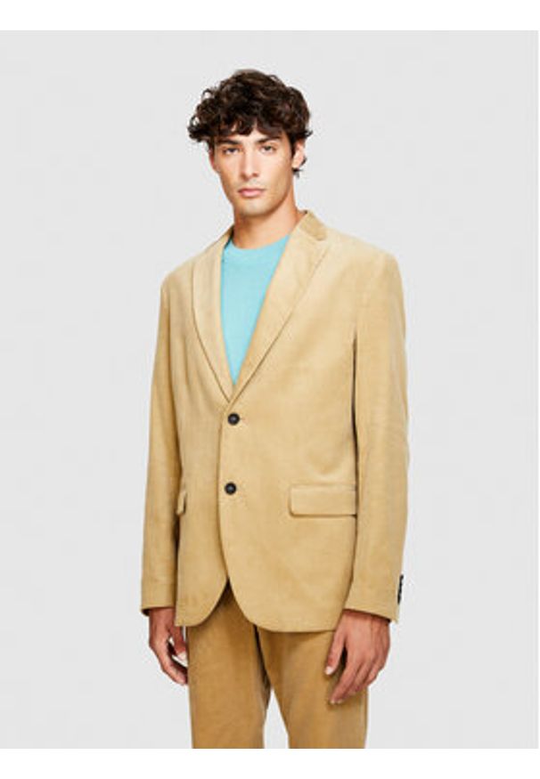 Sisley Marynarka 2SFRSW01B Beżowy Slim Fit. Kolor: beżowy. Materiał: bawełna
