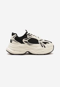 Born2be - Beżowo-Czarne Sneakersy Vices na Grubej Podeszwie z Tłoczeniami Nativine. Okazja: na co dzień. Kolor: beżowy. Materiał: jeans #6