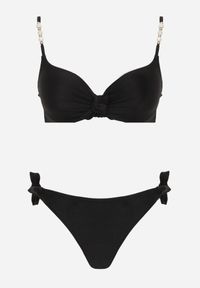Born2be - Jasnoniebieskie Bikini z Marszczonym Biustonoszem i Figami Kąpielowymi z Cyrkoniami Kaliasa. Kolekcja: plus size. Kolor: niebieski. Długość: długie. Wzór: aplikacja #3