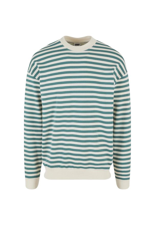 Urban Classics - Męska Bluza Z Okrągłym Dekoltem W Paski. Kolor: biały, wielokolorowy, zielony. Wzór: paski