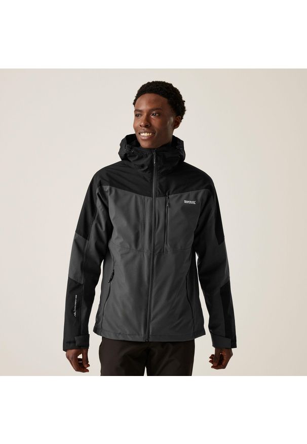 Kurtka wodoodporna z kapturem Regatta Wentwood IX. Typ kołnierza: kaptur. Kolor: szary, brązowy, wielokolorowy. Materiał: materiał. Sezon: jesień