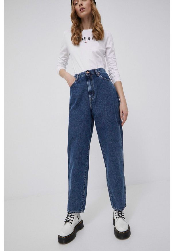 Tommy Jeans jeansy bawełniane DW0DW10592.4890 damskie high waist. Stan: podwyższony. Kolor: niebieski