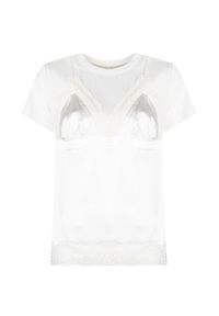 Pinko T-shirt "Rex" | 1C10BP 8359 | Rex | Kobieta | Biały. Okazja: na co dzień. Kolor: biały. Materiał: acetat, jedwab. Długość rękawa: krótki rękaw. Długość: krótkie. Wzór: aplikacja, koronka. Styl: casual #5