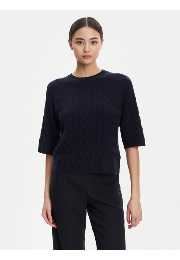 Marella Sweter Franz 2523366084 Granatowy Regular Fit. Kolor: niebieski. Materiał: kaszmir