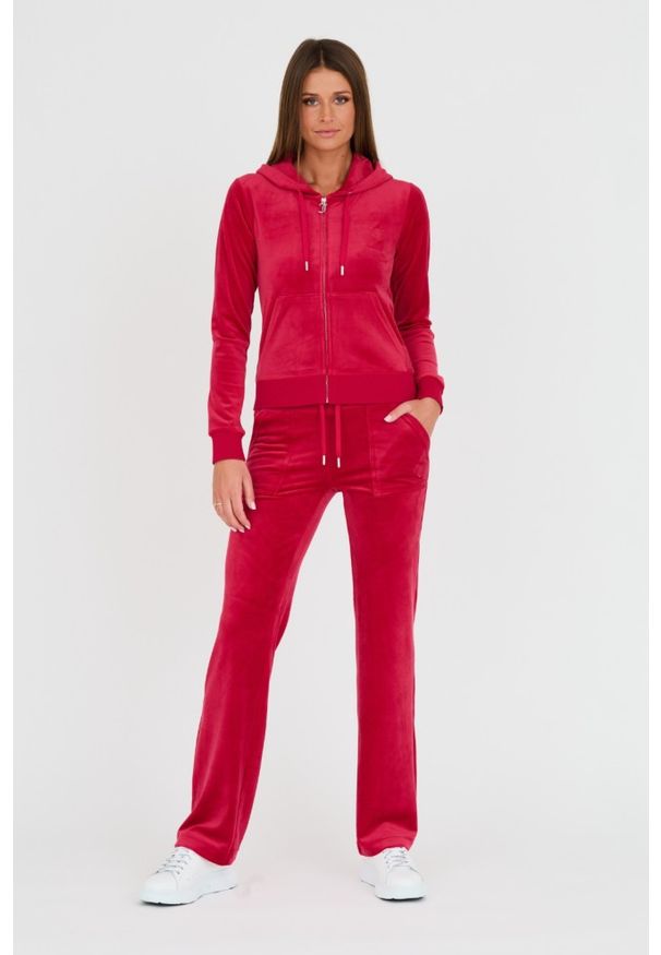 Juicy Couture - JUICY COUTURE Czerwone damskie spodnie dresowe Del Ray Pocket Pant, Rozmiar L. Kolor: czerwony. Materiał: dresówka