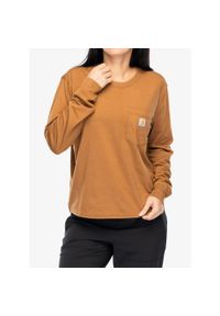 Carhartt - Bluzka damska z długim rękawem Cartartt Lightweight L/S Pocket T-Shirt. Kolor: brązowy. Długość rękawa: długi rękaw. Długość: długie