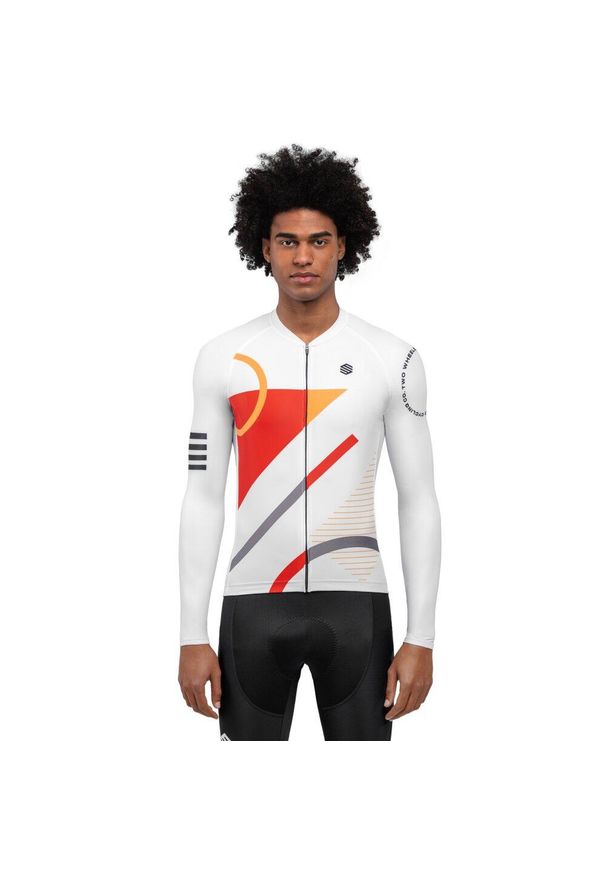 SIROKO - Męska koszulka rowerowa z krótkim rękawem Kolarstwo Siroko M2 Finish Line. Kolor: pomarańczowy, wielokolorowy, biały. Długość rękawa: krótki rękaw. Długość: krótkie. Sport: kolarstwo