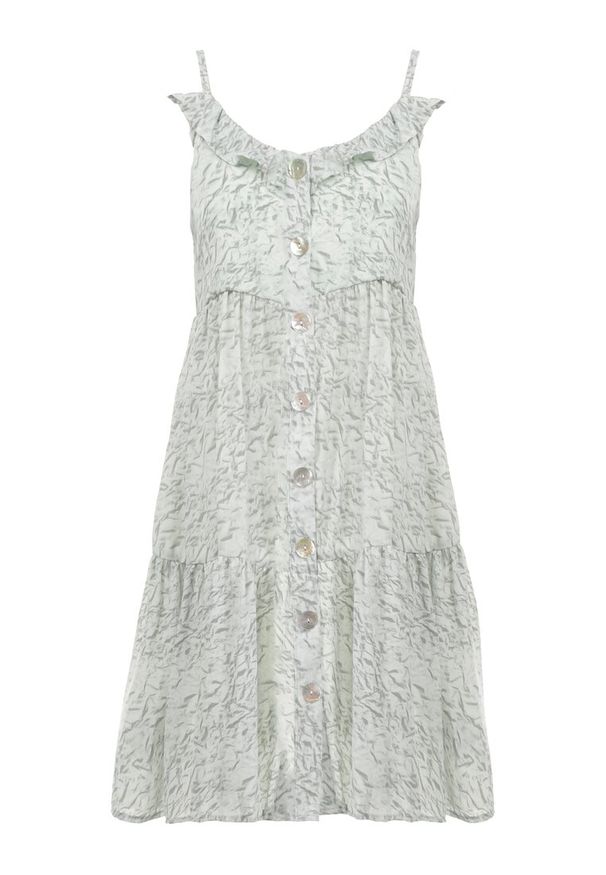 Born2be - Jasnozielona Sukienka Typhotis. Kolor: zielony. Długość rękawa: na ramiączkach. Typ sukienki: rozkloszowane. Styl: wakacyjny. Długość: mini