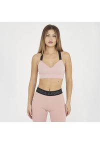LEGEA - Crop top do treningu DESPINA. Kolor: różowy, wielokolorowy, czarny. Materiał: nylon, elastan. Sport: fitness #1