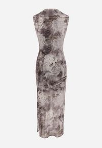 Born2be - Szara Taliowana Dopasowana Sukienka z Wiskozą i Metaliczną Nitką Ritanea. Okazja: na co dzień. Kolor: szary. Materiał: wiskoza. Typ sukienki: dopasowane. Styl: casual, elegancki #6