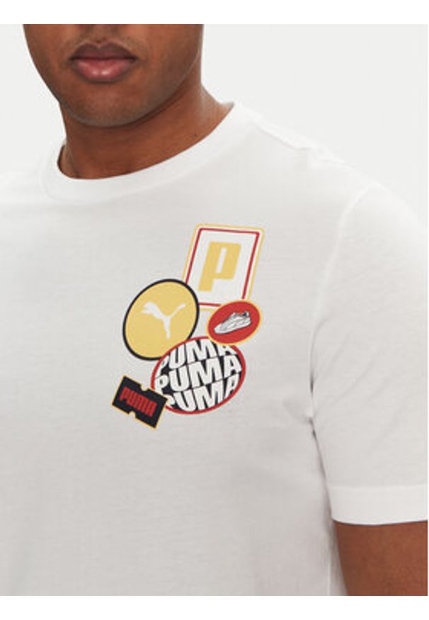 Puma T-Shirt Graphics Icon 684829 Biały Regular Fit. Kolor: biały. Materiał: bawełna