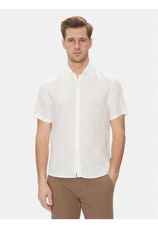 Michael Kors Koszula CS1400I4YT Biały Slim Fit. Kolor: biały. Materiał: len