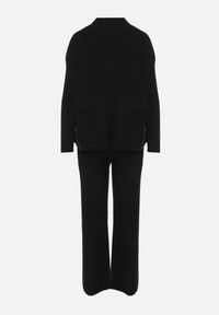 Born2be - Czarny Sweterkowy Komplet Sweter z Półgolfem i Szerokie Spodnie Alatusa. Kolor: czarny. Materiał: jeans #4