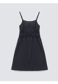 Big-Star - Sukienka dziewczęca na ramiączkach w kropki czarna Mircesi 906. Okazja: na randkę. Typ kołnierza: kołnierz z falbankami. Kolor: czarny. Materiał: wiskoza, żakard. Długość rękawa: na ramiączkach. Wzór: kropki. Sezon: lato. Styl: klasyczny, wakacyjny #4