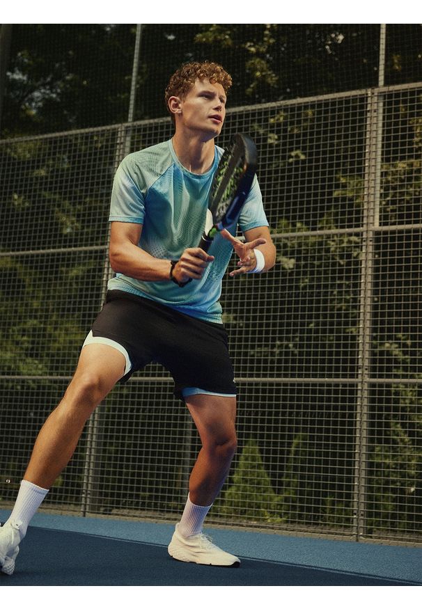 4f - 4F Spodenki tenisowe 2w1 szybkoschnące męskie - czarne XL. Kolor: czarny. Materiał: materiał. Sport: tenis