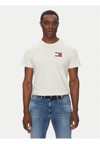 Tommy Jeans T-Shirt Essential DM0DM20740 Beżowy Slim Fit. Kolor: beżowy. Materiał: bawełna