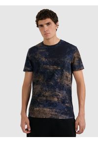 4f - 4F T-shirt regular z nadrukiem męski - multikolor M. Okazja: na co dzień. Kolor: wielokolorowy. Wzór: nadruk. Styl: casual