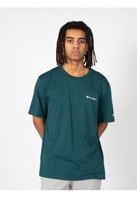 Champion - Chapion T-Shirt | 218292 | Mężczyzna | Zielony. Okazja: na co dzień. Kolor: zielony. Materiał: bawełna. Wzór: nadruk. Styl: klasyczny, casual, elegancki #4
