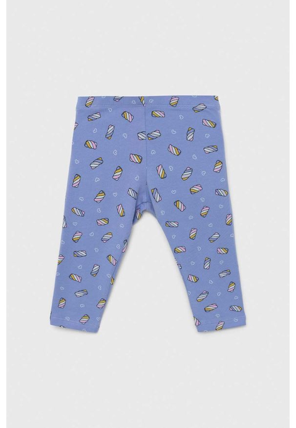 United Colors of Benetton legginsy dziecięce kolor fioletowy wzorzyste. Kolor: fioletowy. Materiał: dzianina