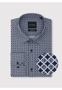 Pako Lorente - PAKO LORENTE – Granatowa koszula we wzór geometryczny. Kolor: niebieski. Materiał: elastan, bawełna. Długość rękawa: długi rękaw. Długość: długie. Wzór: geometria #10