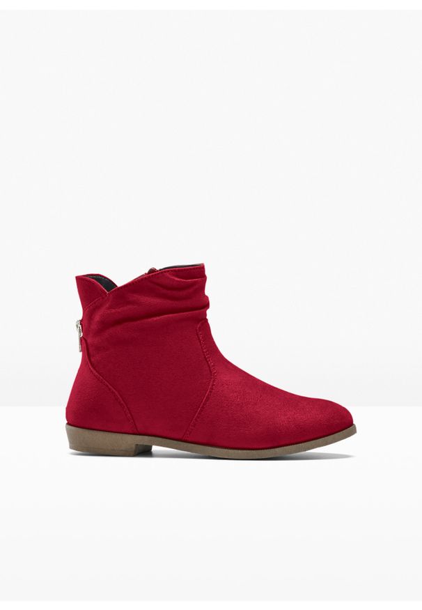 bonprix - Botki. Okazja: na co dzień. Zapięcie: zamek. Kolor: czerwony. Styl: casual