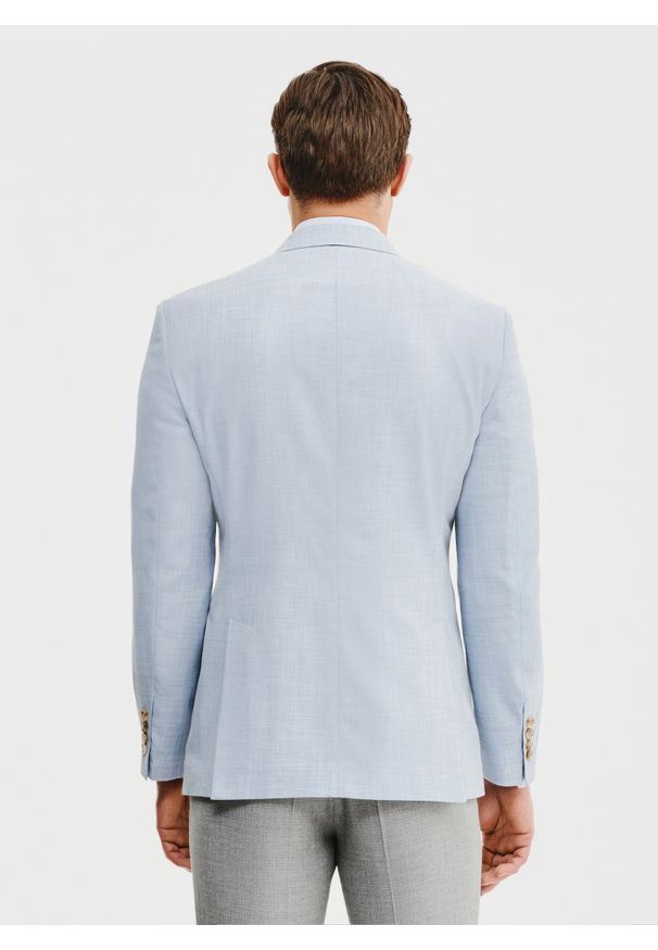 Pako Lorente - PAKO LORENTE – Casualowa marynarka męska w kolorze niebieskim. Okazja: na co dzień. Kolor: niebieski, beżowy. Materiał: poliester, wiskoza, elastan. Wzór: gładki. Sezon: wiosna. Styl: casual