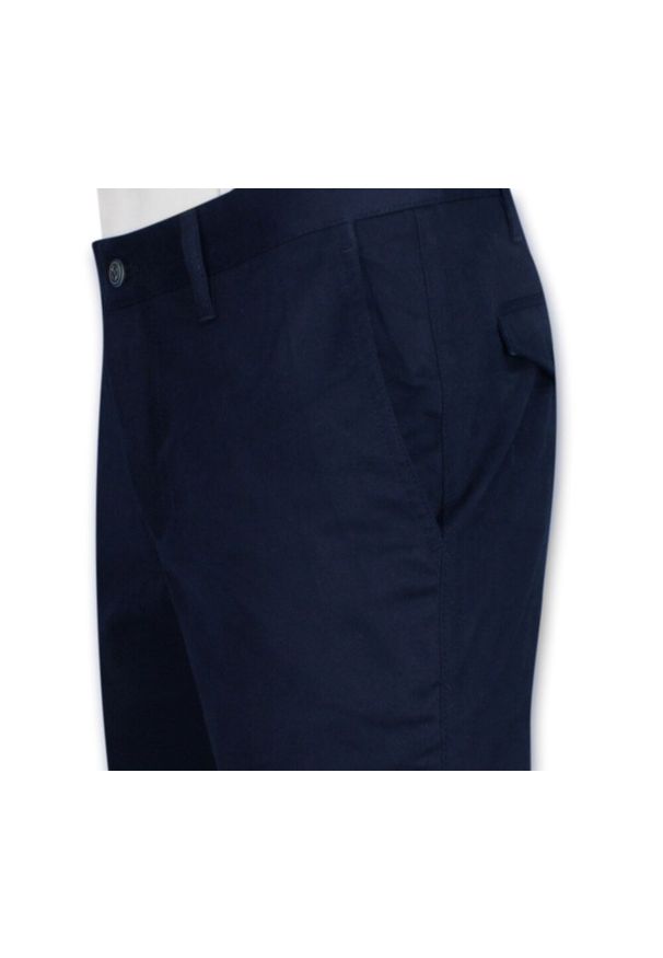 Quickside - Spodnie Granatowe Męskie, Casualowe, Chinosy z Elastanem, Zwężana Nogawka -QUICKSIDE. Okazja: na co dzień. Kolor: niebieski. Materiał: bawełna, elastan. Sezon: lato. Styl: casual