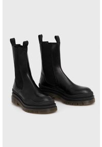 MOA Concept Sztyblety skórzane damskie kolor czarny na platformie. Nosek buta: okrągły. Kolor: czarny. Materiał: skóra. Obcas: na platformie