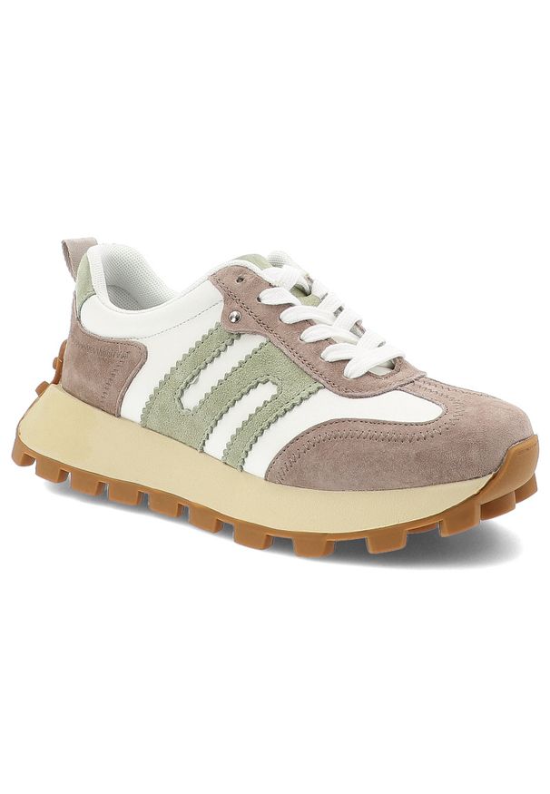 Beżowe Sneakersy Filippo Sportowe Obuwie Damskie. Okazja: na spacer, na co dzień. Kolor: biały. Materiał: zamsz. Szerokość cholewki: normalna. Sport: turystyka piesza