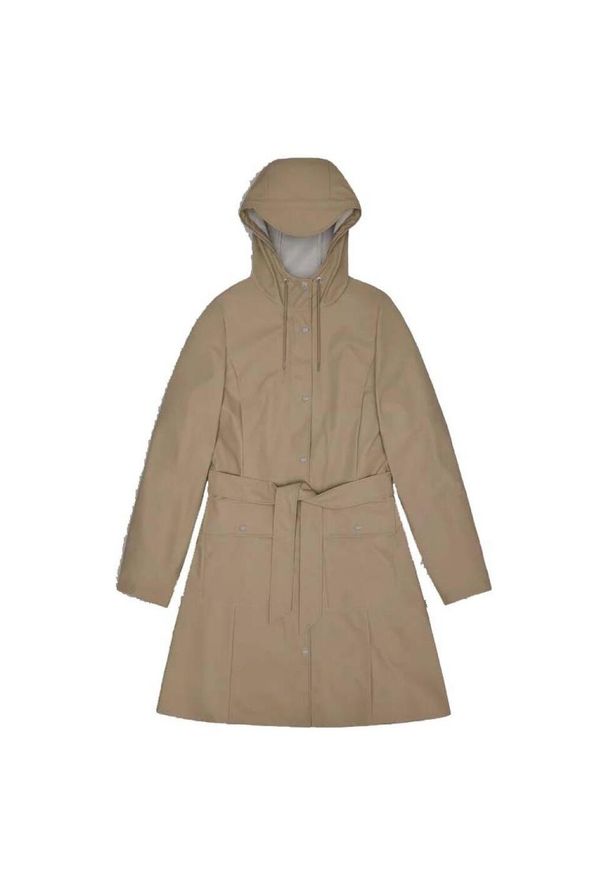 Rains - Kurtka RAINS CURVE LONG JACKET W3 Beżowy. Kolor: beżowy. Materiał: tkanina, syntetyk