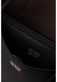 Guess - GUESS Czarna shopperka damska Brenton. Kolor: czarny. Materiał: skórzane #5