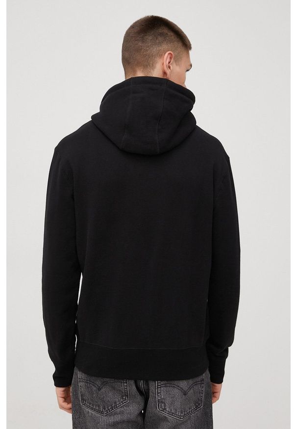 Superdry bluza bawełniana męska kolor czarny z kapturem z aplikacją. Typ kołnierza: kaptur. Kolor: czarny. Materiał: bawełna. Wzór: aplikacja