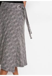 Spódnica żakardowa bonprix biel wełny - czarny w kratę. Kolor: biały. Materiał: materiał, poliester, elastan, wiskoza #2