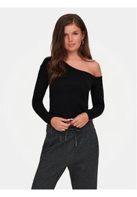 only - ONLY Bluzka Live Love 15344398 Czarny Slim Fit. Kolor: czarny. Materiał: bawełna