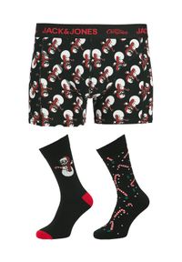 Jack & Jones Komplet bokserki i skarpety Snow Skulls Giftbox 12285138 Czarny. Kolor: czarny. Materiał: bawełna