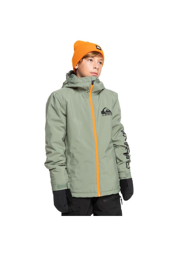 Quiksilver - Kurtka do sportów zimowych dla Chłopców MORTON. Kolor: pomarańczowy, niebieski, wielokolorowy. Materiał: poliester, materiał. Sezon: zima. Sport: narciarstwo