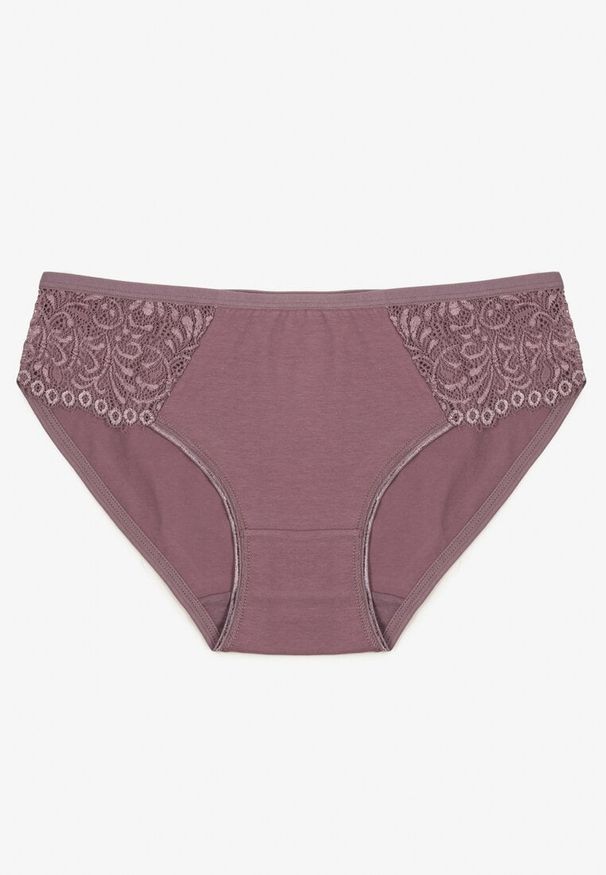 Born2be - Fioletowe Gładkie Majtki Figi z Bawełny Venessila. Kolor: fioletowy. Materiał: bawełna. Wzór: gładki