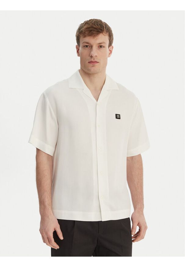 Hugo - HUGO Koszula Espino 50560593 Écru Oversize. Kolor: kremowy. Materiał: lyocell