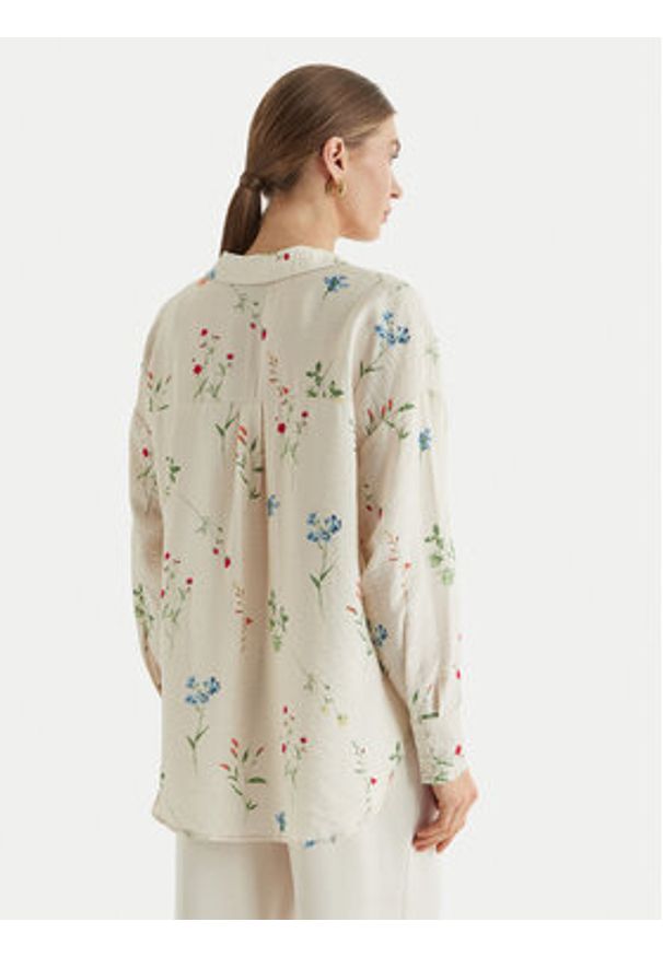 Vero Moda Koszula Josie 10315150 Beżowy Oversize. Kolor: beżowy. Materiał: wiskoza