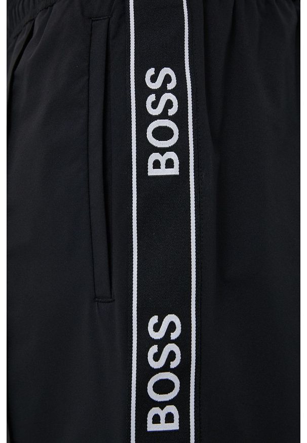 BOSS - Boss Szorty kąpielowe kolor czarny. Kolor: czarny. Materiał: włókno. Wzór: aplikacja