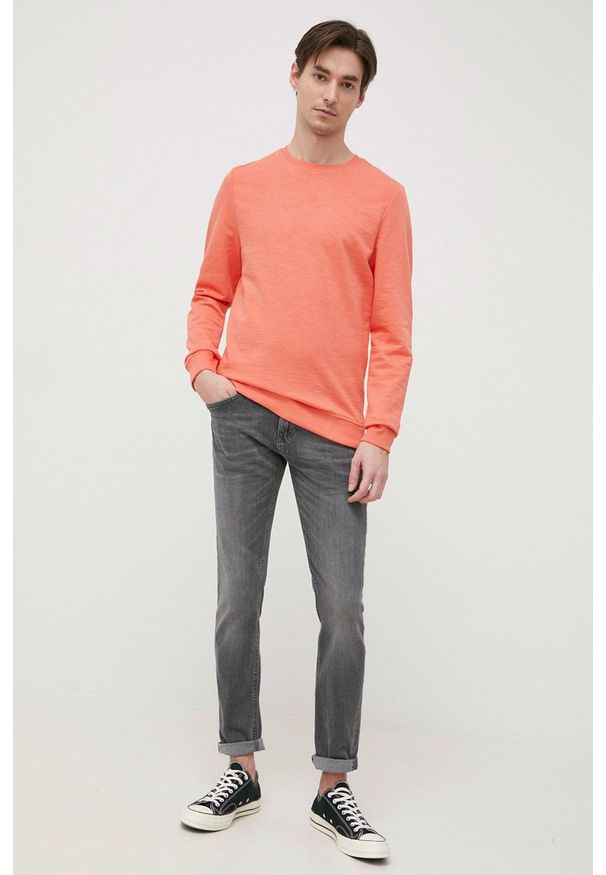 Tom Tailor bluza bawełniana męski kolor pomarańczowy. Okazja: na co dzień. Kolor: pomarańczowy. Materiał: bawełna. Wzór: gładki. Styl: casual