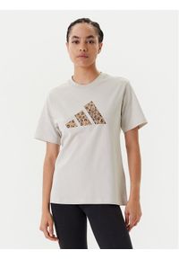 Adidas - adidas T-Shirt Animal Graphic JM4423 Beżowy Regular Fit. Kolor: beżowy. Materiał: bawełna