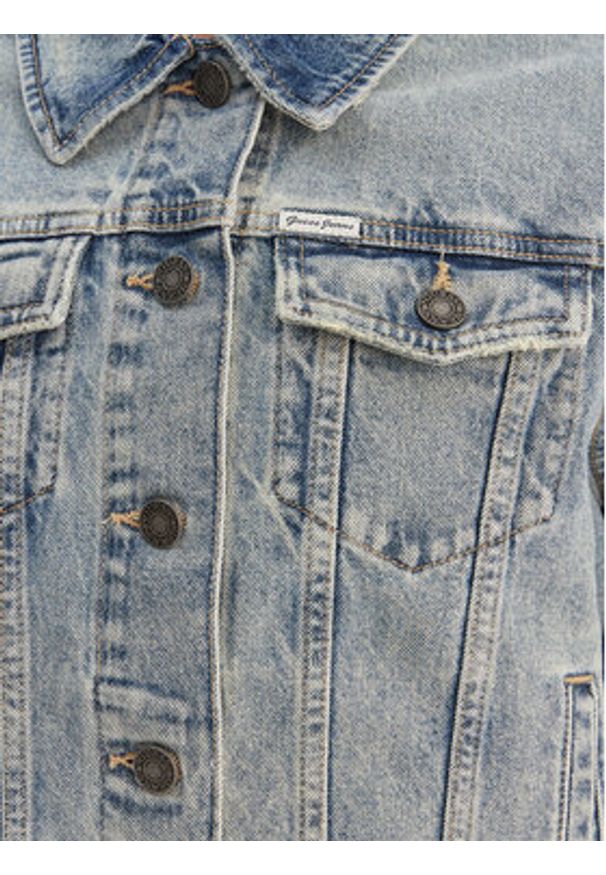 Guess Jeans Kurtka jeansowa W6RN55 D5M4I Niebieski Regular Fit. Kolor: niebieski. Materiał: bawełna