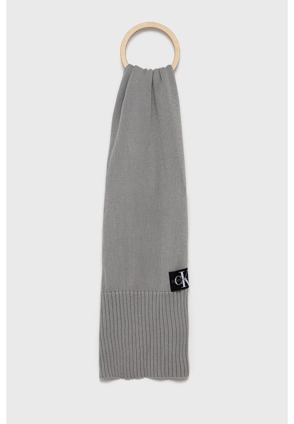 Calvin Klein Jeans Szalik męski kolor szary gładki. Kolor: szary. Wzór: gładki