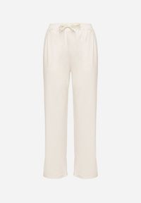 Born2be - Jasnobeżowe Spodnie z Gumką w Pasie i Szeroką Nogawką Mironia. Okazja: na co dzień. Kolor: beżowy. Styl: elegancki, casual #5