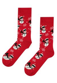 His Story - Skarpetki Bawełniane - Tematyczne - Czerwone w Mikołaje. Kolor: czerwony. Materiał: elastan, bawełna, poliamid #5