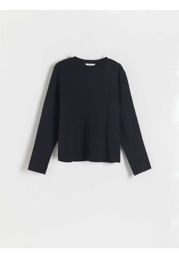 Reserved - Longsleeve z merceryzowanej bawełny - czarny. Kolor: czarny. Materiał: bawełna. Długość rękawa: długi rękaw