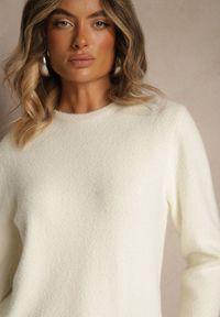 Renee - Jasnobeżowy Sweter z Wełną ze Ściągaczami Furrive. Kolor: beżowy. Materiał: wełna #3