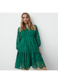 Reserved - Sukienka z koronki - Zielony. Kolor: zielony. Materiał: koronka. Wzór: koronka