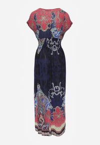 Born2be - Granatowa Kopertowa Sukienka w Etniczny Wzór Matanira. Okazja: na co dzień. Kolor: niebieski. Materiał: materiał. Długość rękawa: krótki rękaw. Sezon: lato. Typ sukienki: kopertowe. Styl: boho, wakacyjny, casual, etno, elegancki. Długość: maxi #8